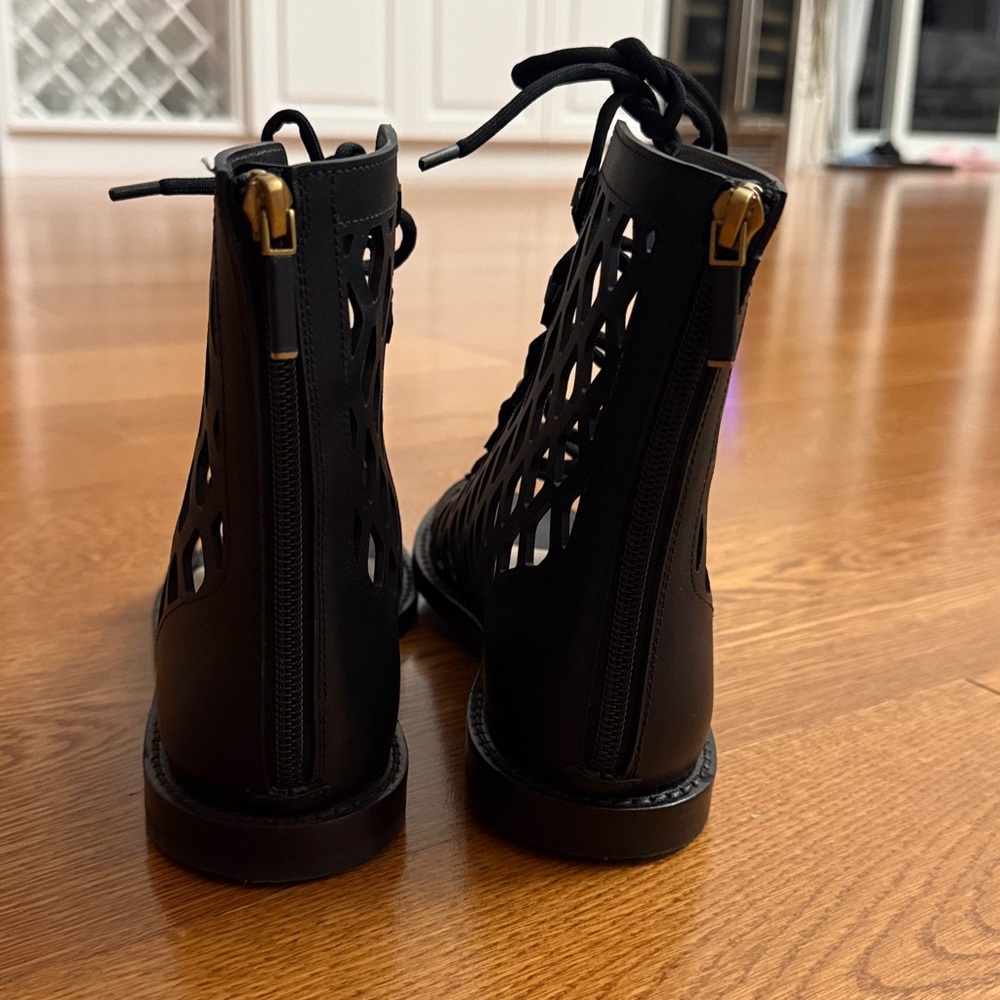 Dior Black Cutout Lace-Up Sandals - Picture 10 of 12